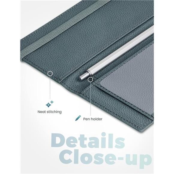 Vegan Leather Checkbook Cover with Pen Holder Divider for Duplicate Checks - Picture 4 of 7